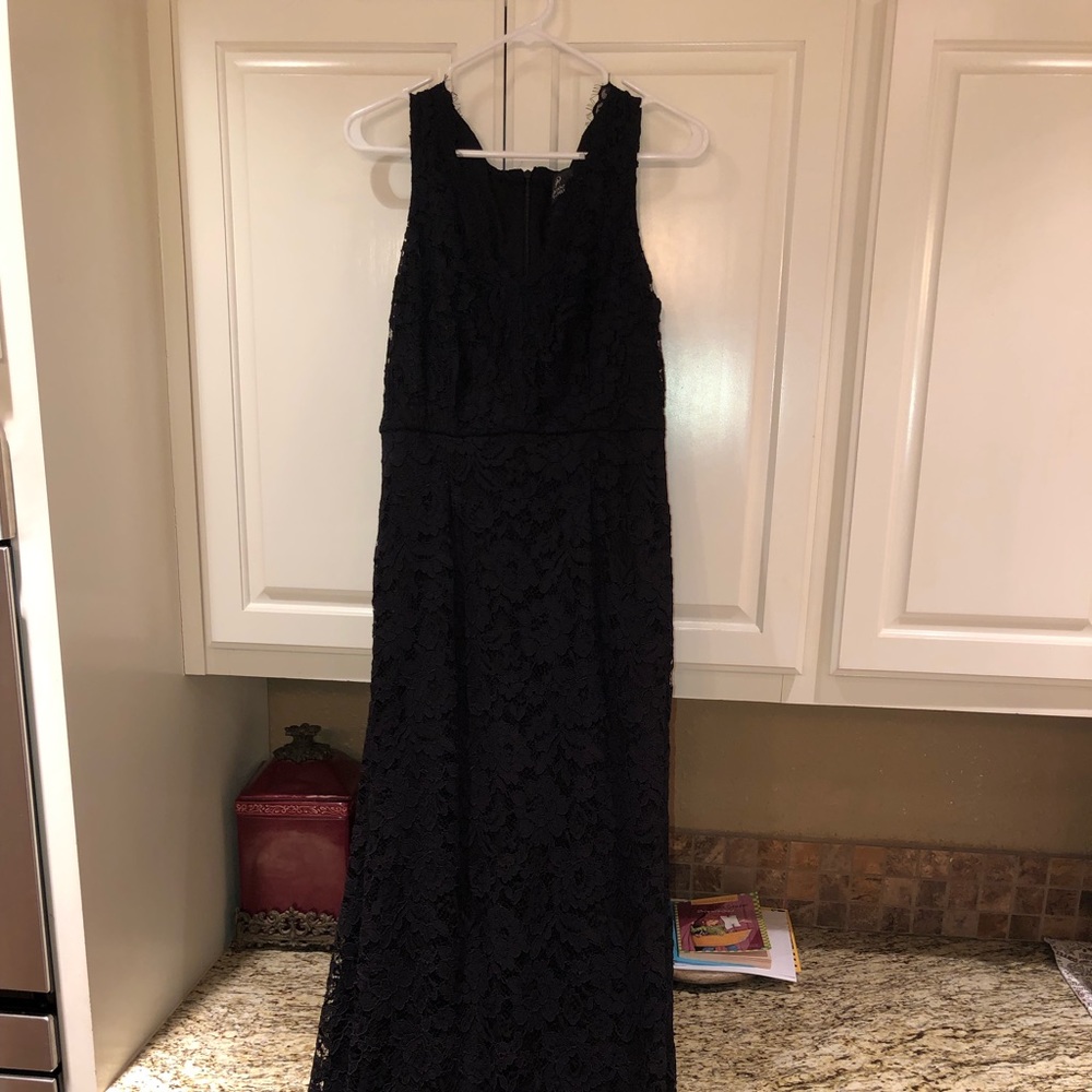 Adrianna Papell black floor length lace dress SZ 6